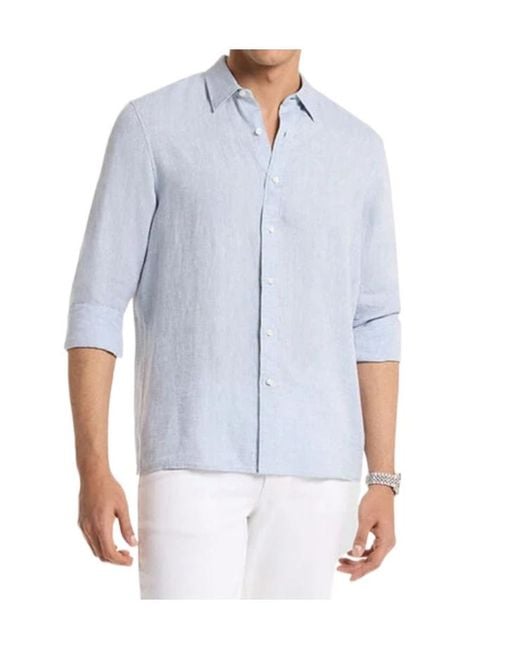 Michael Kors Blue Linen Shirt for men