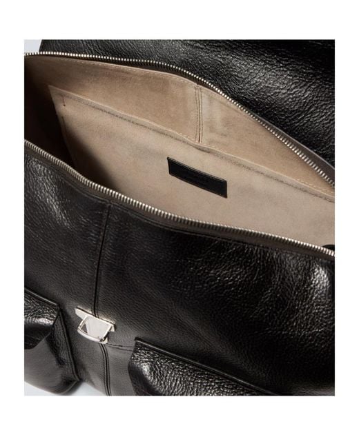 Lemaire Black Week-End Gear Leather Shoulder Bag for men