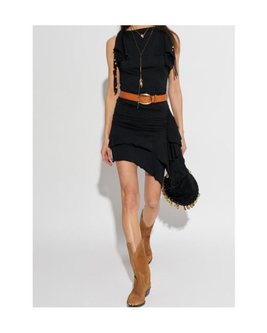 Isabel Marant Black Ruffled Ruched Dress