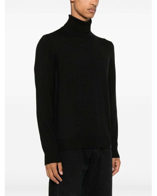 Fay Black Dolcevita Roll-Neck Long-Sleeved Jumper for men