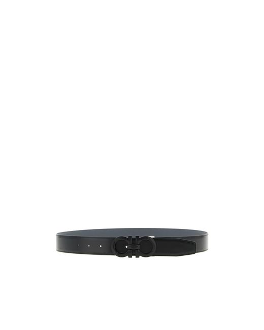 Ferragamo White Gancini Reversible Belt for men