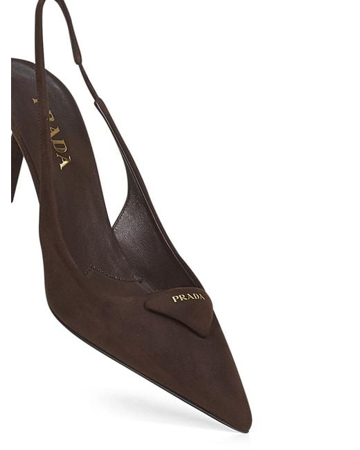 Prada Brown Slingback Suede Heeled Pumps