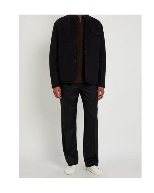 Moncler Black Boiled Wool Overshirt for men