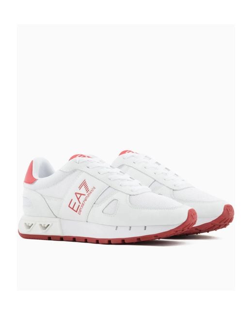 EA7 White Round Toe Sneakers for men