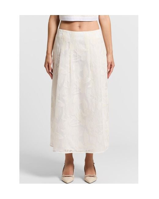 Peserico White Floral Print Pleated Skirt