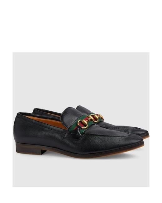 Gucci Black Horsebit Round Toe Loafers for men