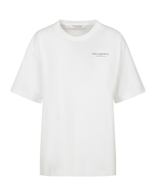 Philosophy Di Lorenzo Serafini White Logo-Printed Crewneck T-Shirt