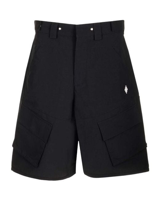 Marcelo Burlon Black County Of Milan Cross Embroidered Shorts for men