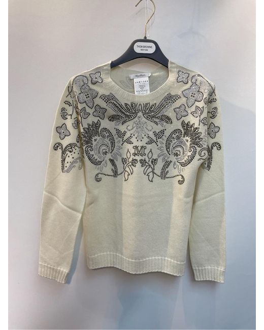 Max Mara Natural Freshly Cut Wool Cashmere Round Neck Sweater