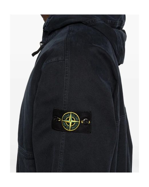 Stone Island Black Hooded Zip Sweatshirt for men