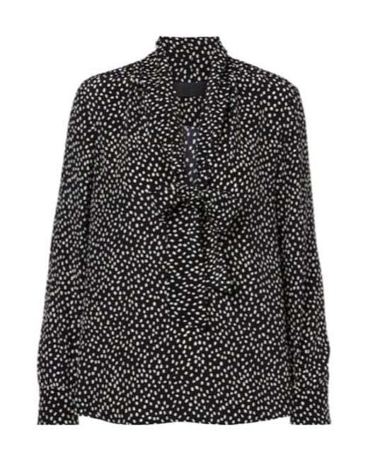 Nili Lotan Black Janese Bow-Detail Polka-Dot Silk Blouse