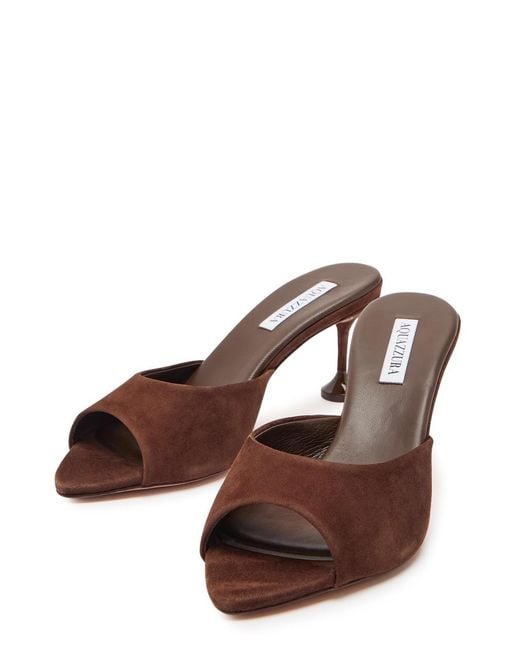Aquazzura Brown Bisous 65 Suede Mules