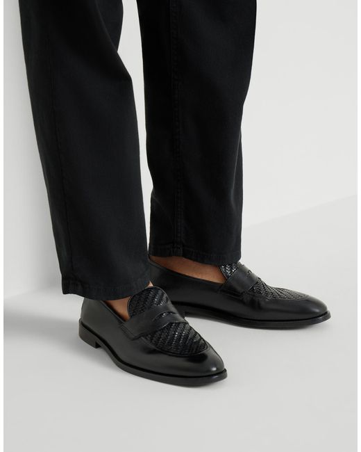 Brunello Cucinelli Black Penny-Slot Loafers for men