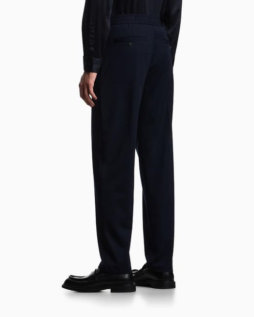 Emporio Armani Blue Elasticated-Waist Trousers for men