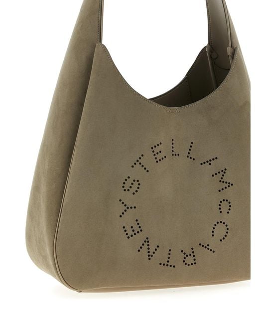 Stella McCartney Gray Logo Perforated Shoulder Bag