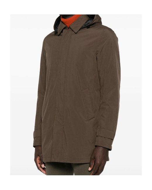 Herno Brown Hooded Down Jacket for men