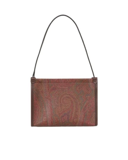 Etro Brown Pegaso Detailed Arnica Pouch Bag