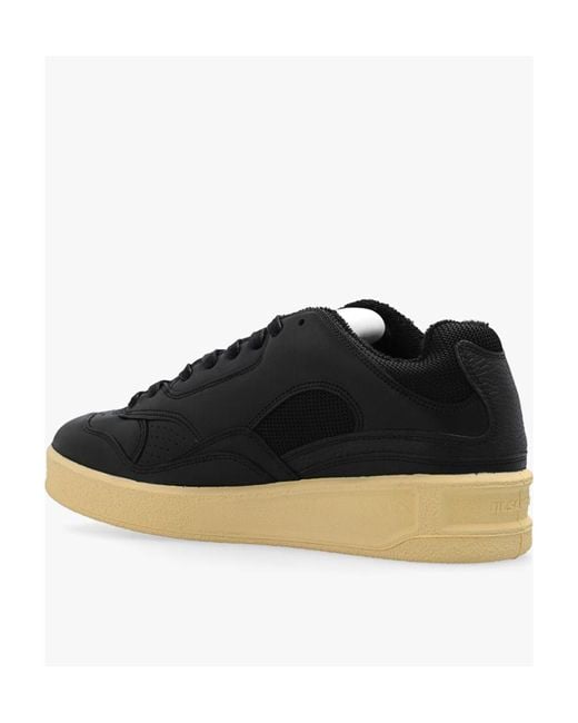 Jil Sander Black Round-Toe Lace-Up Sneakers