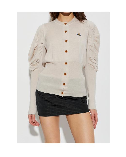 Vivienne Westwood White Eli Ruched-Sleeve Cardigan