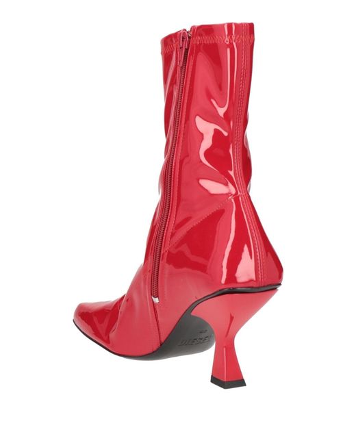 DIESEL Red Casual Shiny Ankle Boots
