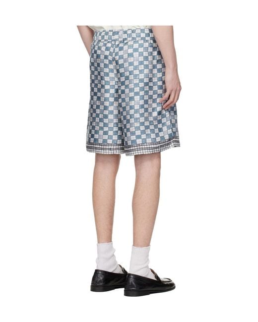 Amiri Blue Plaid Shorts for men