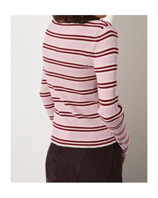 MAX&Co. Red Striped Polo-Neck Jumper