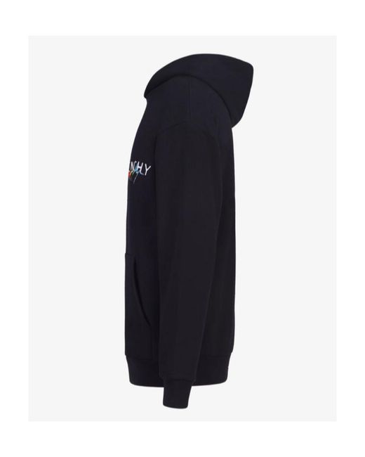 Givenchy Blue Logo Cotton Hoodie for men