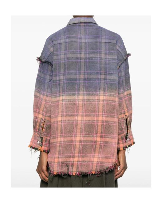 R13 Multicolor Reversible Shredded Seam Drop Neck Shirt