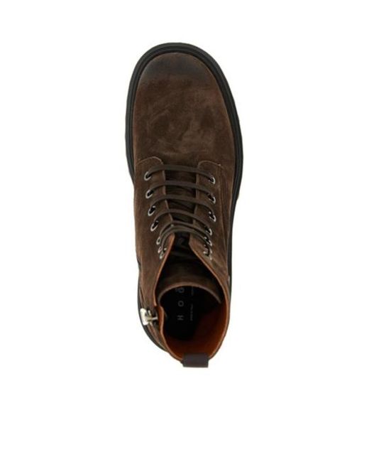 Hogan Brown H700 Lace-Up Chunky-Sole Boots