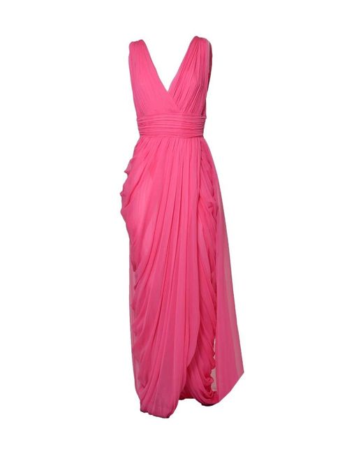 Alberta Ferretti Pink Draped Sleeveless Gown
