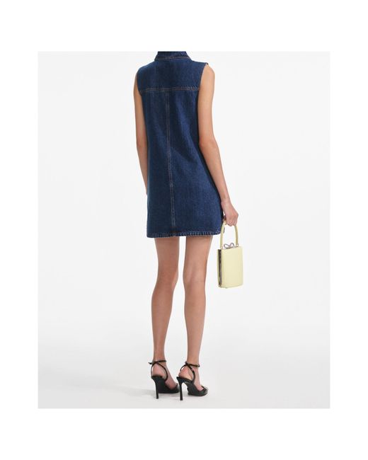 Self-Portrait Blue Denim Sleeveless Mini Dress