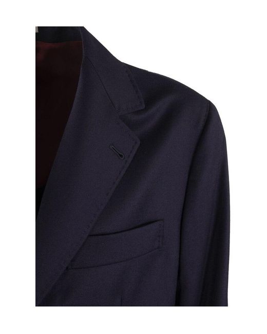 Brunello Cucinelli Blue Single-Breasted Wool Blazer for men