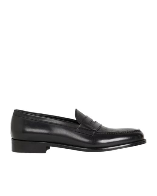 Etro Black Leather Loafers With Paisley Detail for men