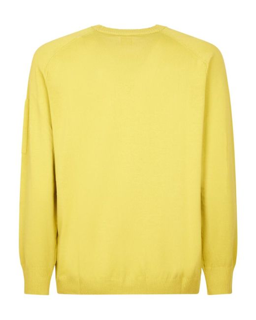 C P Company Yellow Crewneck Lens Jumper for men