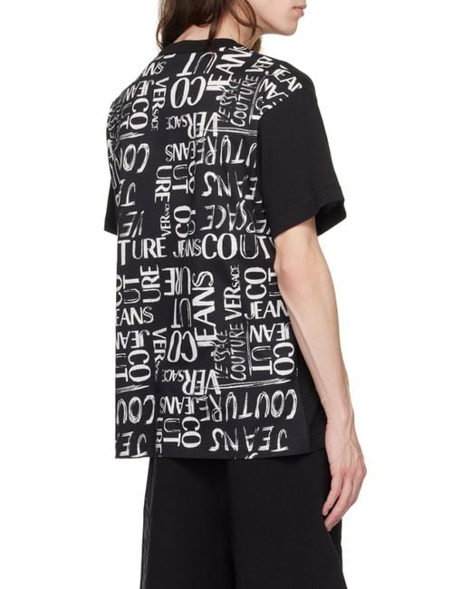 Versace Jeans Black Couture Graphic Printed Crewneck T-Shirt for men