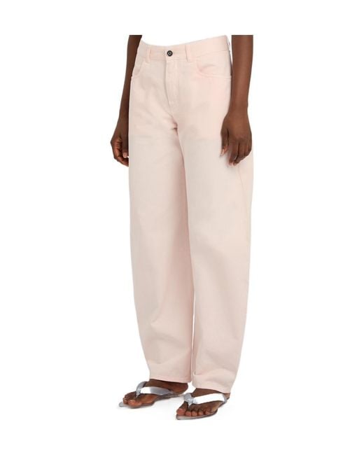 Alaïa Pink Solid Color Barrel-Leg Jeans