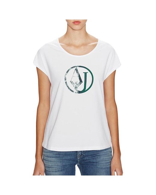 Armani Jeans White Armani Denim Cotton Printed Bat T-Shirt A5H56Ah10