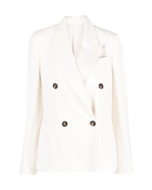 Brunello Cucinelli White Double-Breasted Blazer