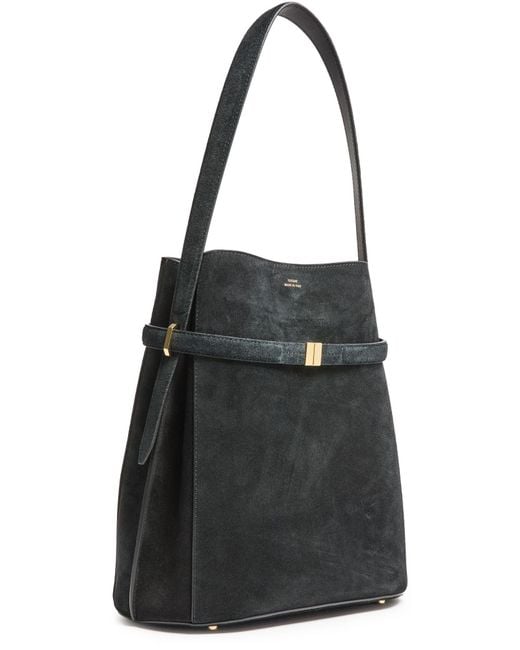 Totême Black Belted Suede Bucket Bag