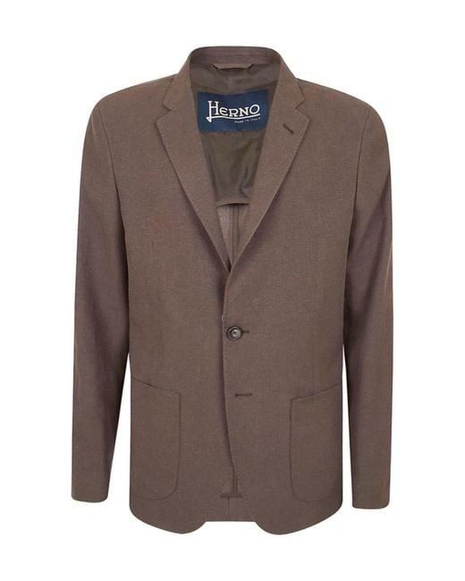 Herno Brown Single-Breasted Blazer for men