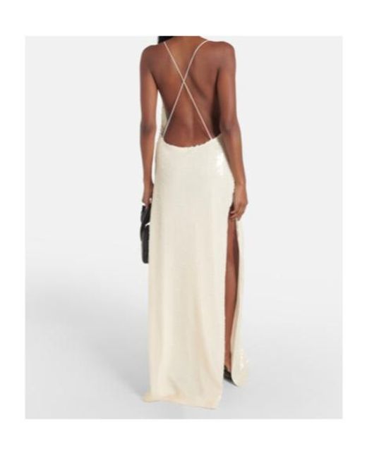 Magda Butrym White Sequined Open-Back Gown