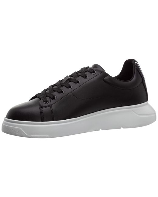 Emporio Armani Black Low Top Wedge Sole Sneakers for men