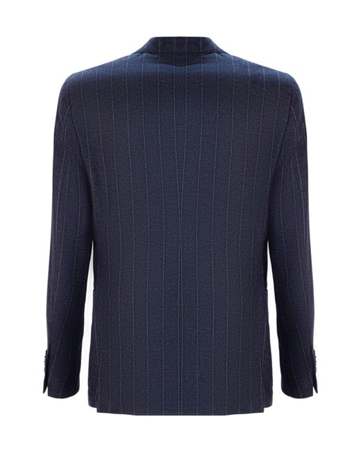 Lardini Blue Single Breasted Striped Blazer for men