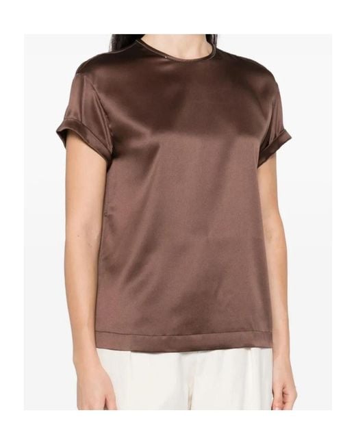 Brunello Cucinelli Brown Crystal-Embellishment Blouse