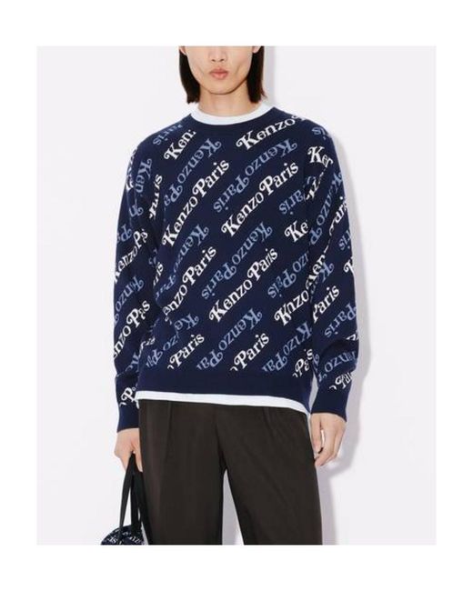 KENZO Blue All-Over Monogram Printed Jumper for men