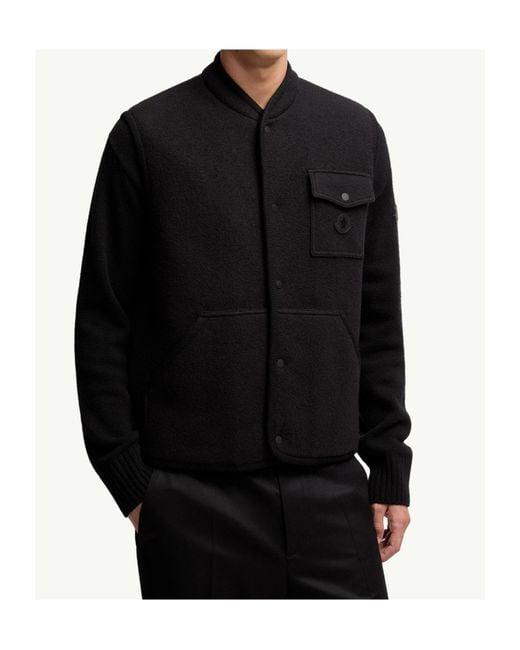 Moncler Black Logo Patch Button-Up Vest for men