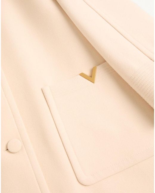Valentino Natural Logo Plaque Button-Up Peacoat