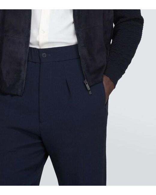 Giorgio Armani Blue Wool-Blend Straight Pants for men