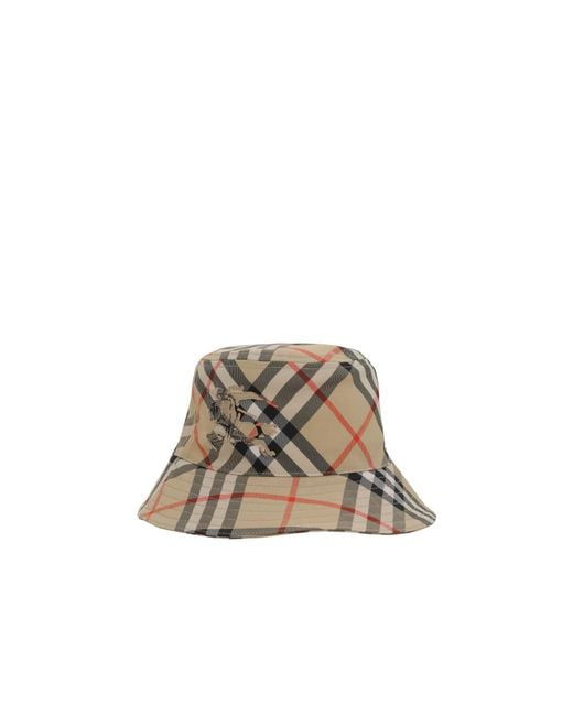 Burberry Multicolor Logo Embroidered Checked Bucket Hat for men
