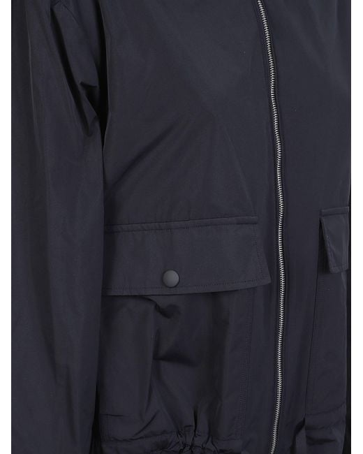 Peserico Blue Drawstring Hem Zip-Up Coat